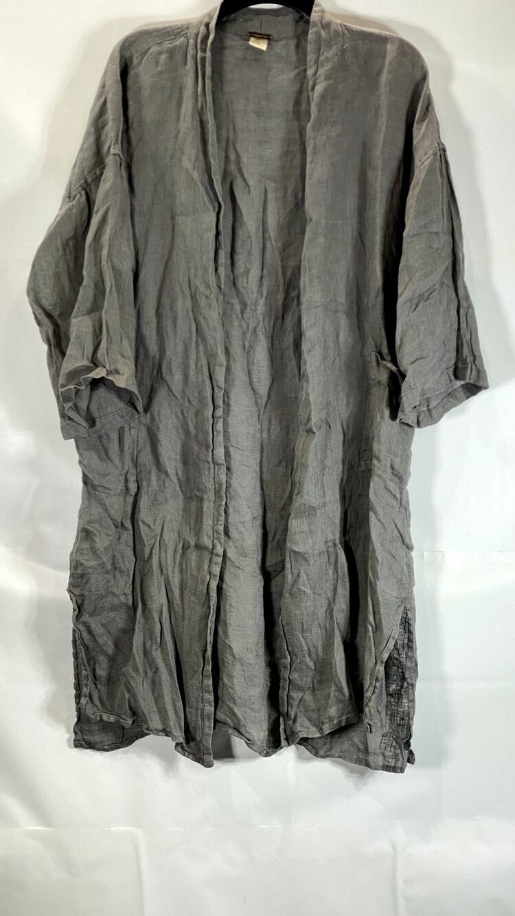 MEGASCHONI Women's Gray Linen Open-Front Lightweight Cardigan SZ S